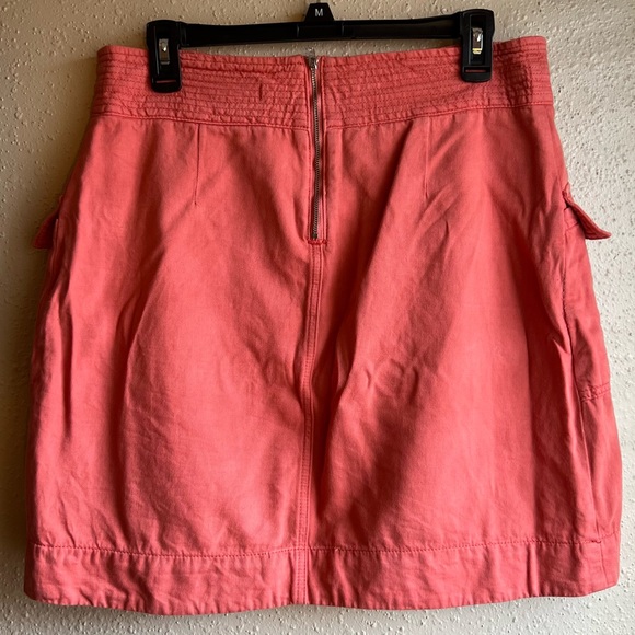 Anthropologie Cotton Linen Flap Pocket Utility Raspberry Skirt - Picture 5 of 8